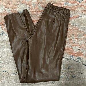 Chocolate Brown Faux Leather Pants